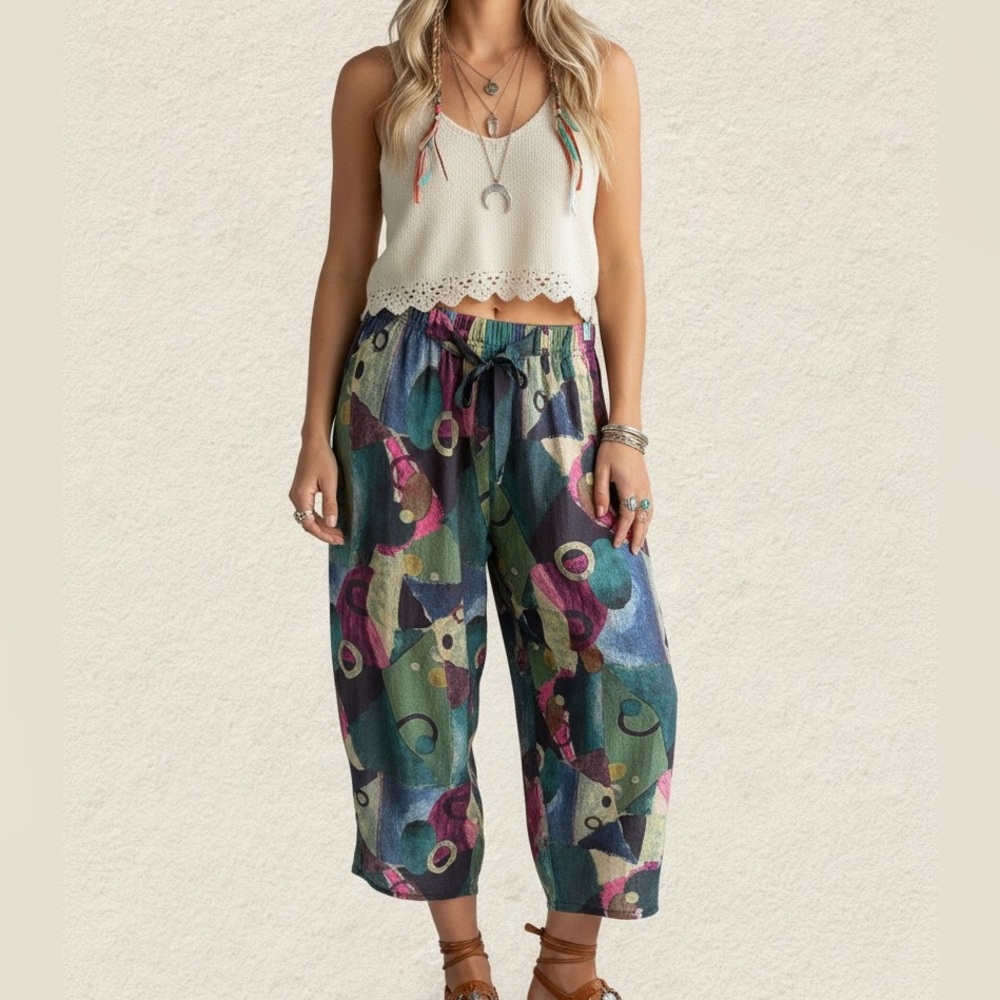 Bohemian Multi-Color Wide Leg Pants